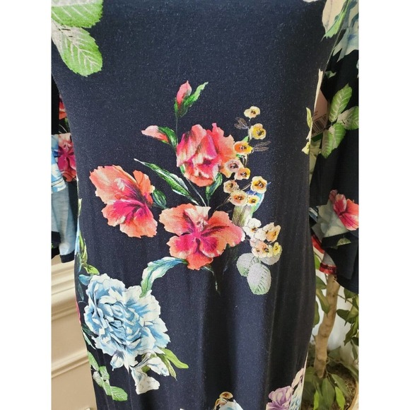 Karen Kane Wild Flower Garden Rose Cold Shoulder Viscose Knee Length Dress Large - Picture 3 of 14